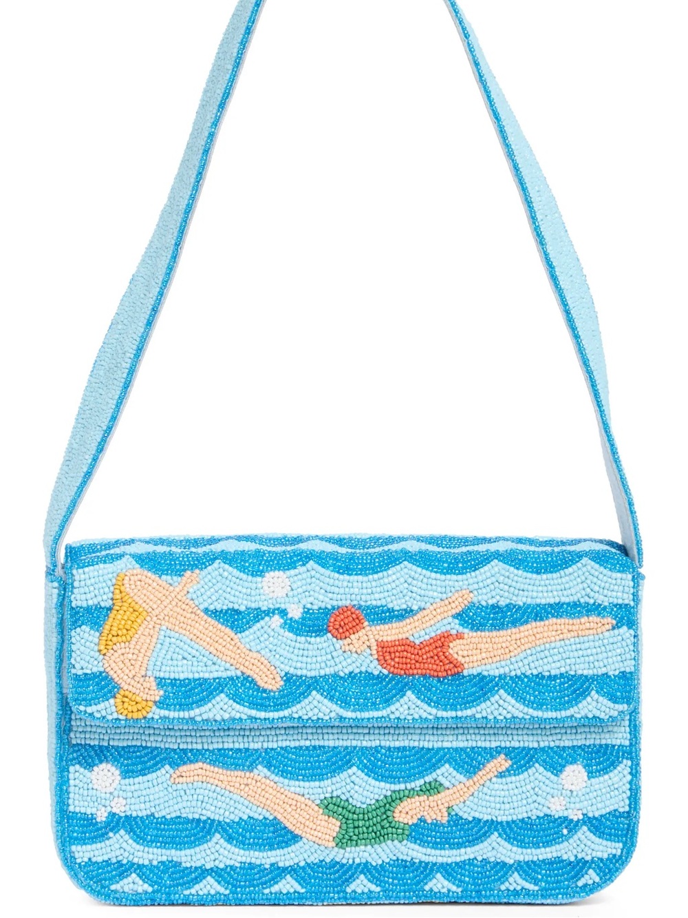 Blue Beaded Swimmer Shoulder Bag